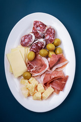 cold meat and cheese on a plate