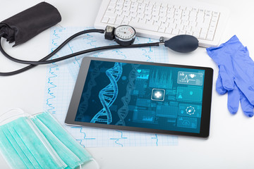 Genetic test and biotechnology concept with medical technology devices
