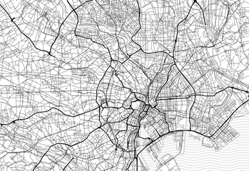 Obraz premium Mapa obszaru Tokio, Japonia