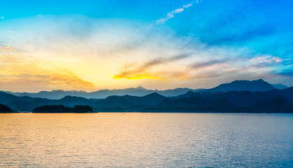 Natural Landscape and Lake Scenery of Qiandao Lake in Hangzhou..