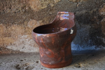 Naklejka premium Ceramic pots exposed in Evangelical Church Tower in Bistrita, ROMANIA, 