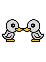 2 freunde team paar kuss küssen liebe verliebt huhn küken baby vogel kleines kind süß niedlich comic cartoon clipart ente design