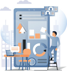 Mobile website development services concept vector illustration