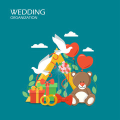 Wedding organization vector flat style design illustration