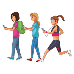 Fototapeta premium young women cartoon