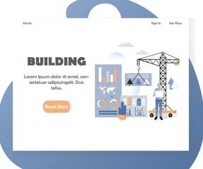 House building vector website landing page design template