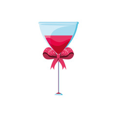 glass of wine with ribbon bow