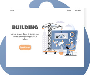 Business building vector website landing page design template