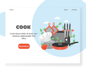 Cook vector website landing page design template