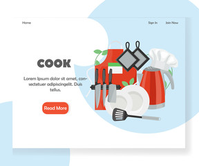 Cook vector website landing page design template