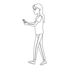 young woman chatting cartoon