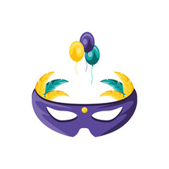 mask carnival with feathers and balloons helium