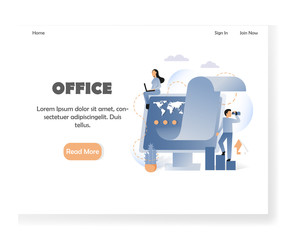 Business office vector website landing page design template