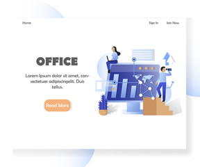 Business office vector website landing page design template