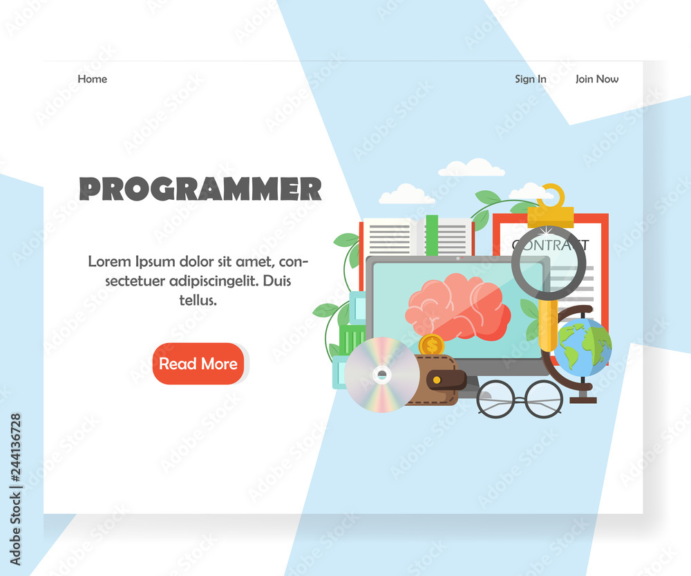Poster programmer vector website landing page design template