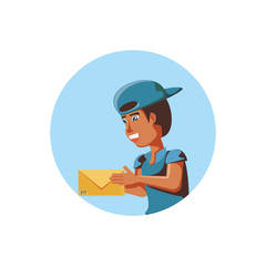 delivery worker with envelope