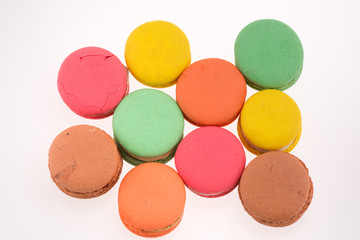 Collection of brightly colored French macarons