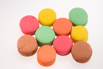 Collection of brightly colored French macarons