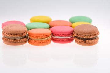 Collection of brightly colored French macarons