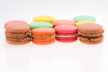 Collection of brightly colored French macarons
