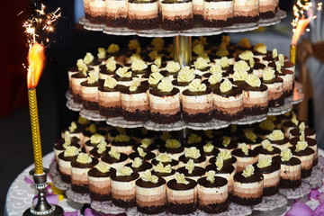 chocolate cakes at the wedding