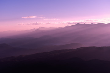 Sunrise in the mountains of north Thailand.