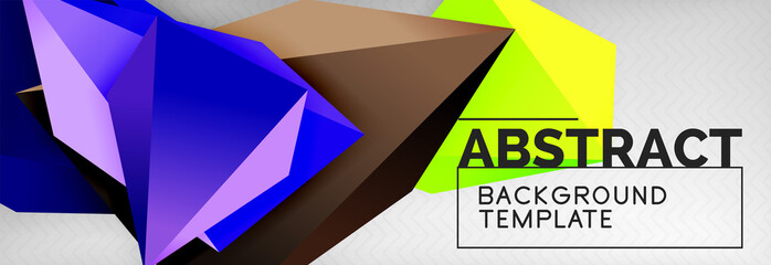 Triangles polygonal background, vector 3d poly template