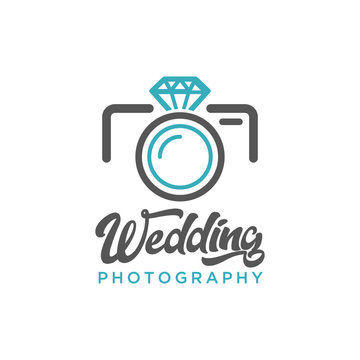 Wedding Photography Camera Diamond Logo Icon