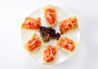 Delicious western-style bread snack on a white background
