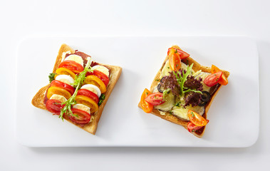 Delicious western-style bread snack on a white background