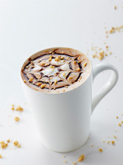 Delicious coffee drink on white background