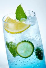 Delicious bubble cocktail drink on white background