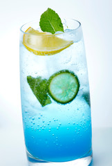 Delicious bubble cocktail drink on white background