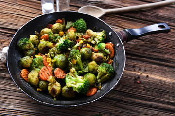 Grilled vegetables from the pan