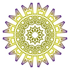 Sacred oriental mandala. color floral ornament. Modern Decorative vector illustraation. Purple, yellow color