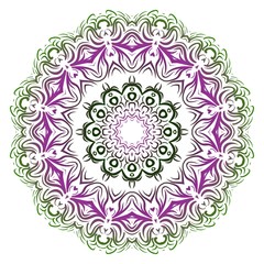 Ornamental arabic pattern with mandala. Vector illustration. Tribal ethnic fashion design. Purple, green color