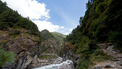 Hillary suspension bridge close to Namche Bazaar