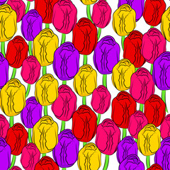 vector illustration pattern flowers tulips