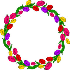 vector illustration frame flowers tulips