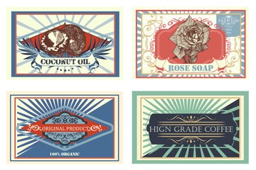 Collection of vector vintage Victorian labels for design