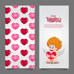 Illustration of love romance for valentine's day sale offer discount promotion event banner card coupon template with cupid sit down