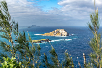 View of Rabbit Island (Mānana Island), an uninhabited islet located 1.2 km off Kaupō Beach &...