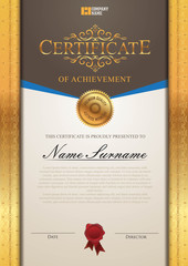 Vintage Certificate template with gold decoration