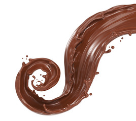 splash of chocolate or cocoa liquid, twist and swirl shape 3d rendering.