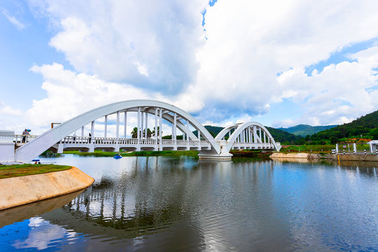 River Bridge Railroad Built during World War II by Japanese troops located in Lamphun, Thailand.
