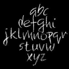 Chalk lower case font. Grunge script on chalkboard. Vector calligraphy illustration.