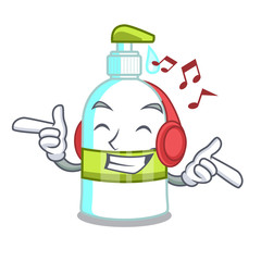 Listening music liquid soap isolated with on mascot