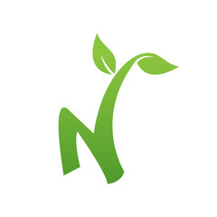 initial letter n ecology green logo