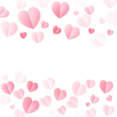 Soft color folded paper hearts isolated on white. EPS 10