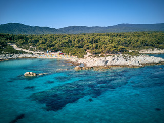 Beautiful beach top aerial view drone shot